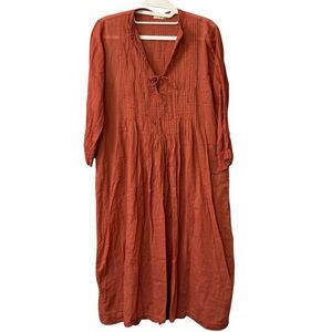 Matta Aditi Rust 100% Cotton Long Sleeve Dress Size Small